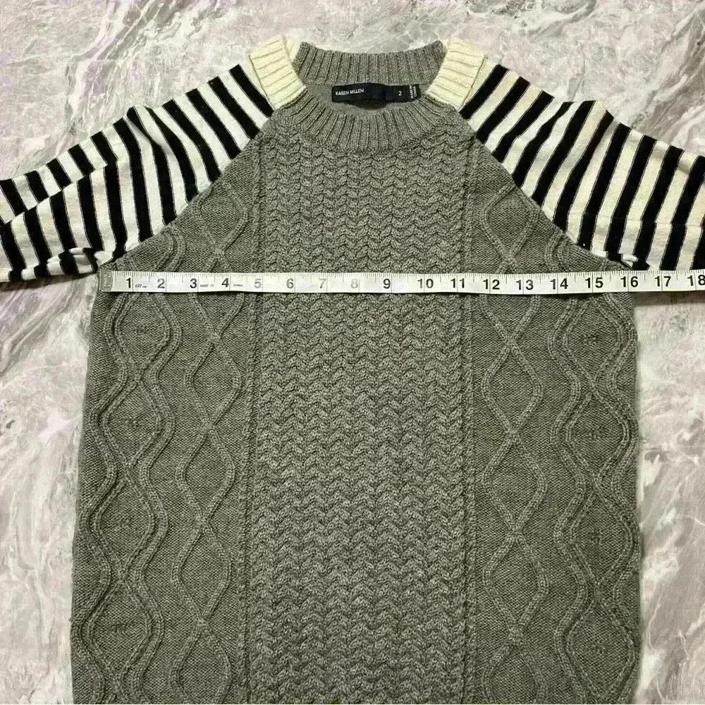 Karen Millen Women's Grey and White Sweater front 100% Wool - Picture 4 of 7